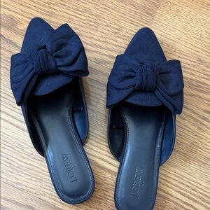 J. Crew Women's Elegant Blue Bow Mules